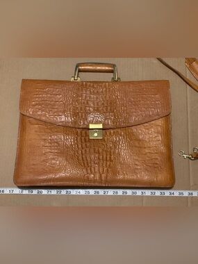 🐊 Vintage Sabella Moda Firenze Croc Embossed Italian Leather Briefcase Bag